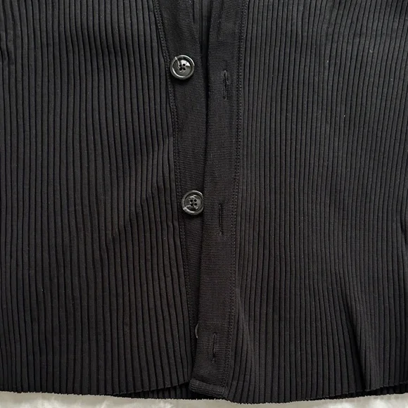 KOTN Black Ribbed Button-Front Women's Cardigan - Picture 3 of 7